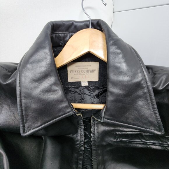 Guess by Marciano Black Leather Jacket Size L - Picture 2 of 4